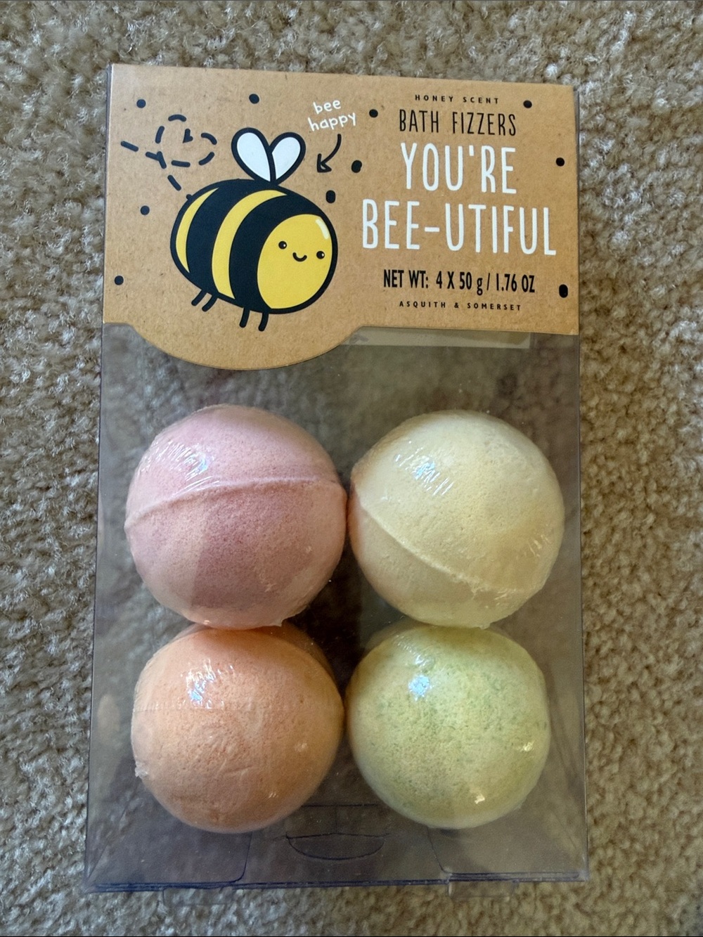 4 Honey Scented Bath Frizzers-Bath Bombs